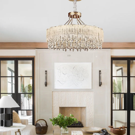 Luxury Crystal Tassel Round Living Room Chandelier