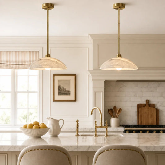 Marielle Modern Alabaster Dome Pendant Light