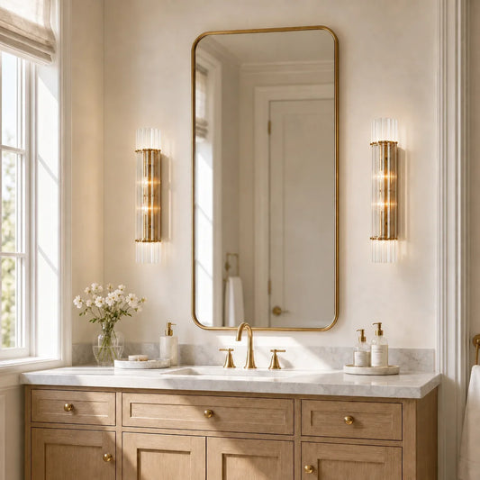 Merrick Luxury Ribbed Crystal Double Sconce