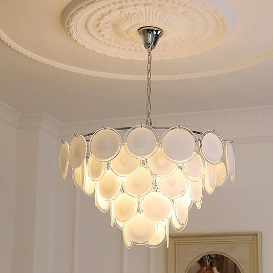 Milae Elegant Murano White Glass Chandelier