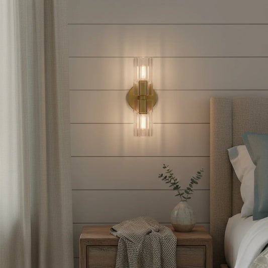 Minimalist Dual Light Crystal Wall Light