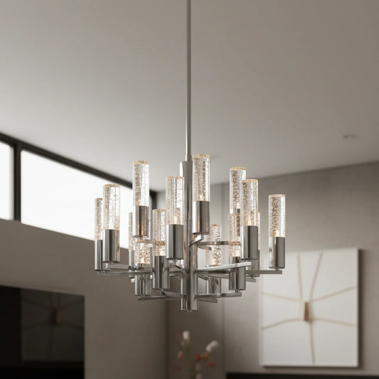 Modern Adjustable Crystal Cylinder Pendant Light