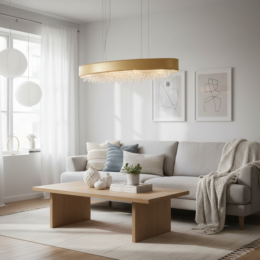 Modern Cascade Oval Crystal Pendant Light