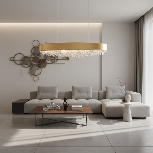 Modern Cascade Oval Crystal Pendant Light