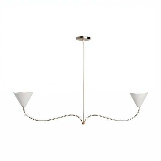 Modern Curved Arm Fabric Shade Chandelier