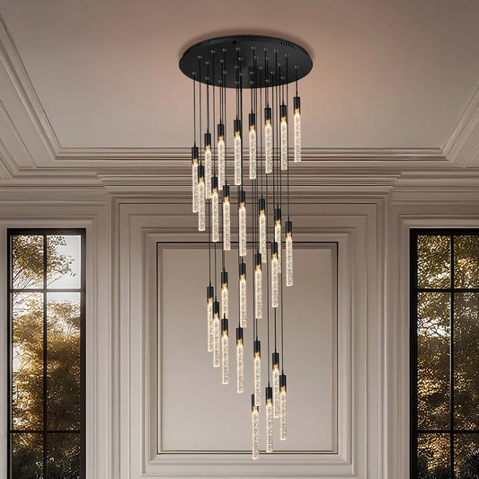 Modern Crystal Bubble Column Tassel Chandelier