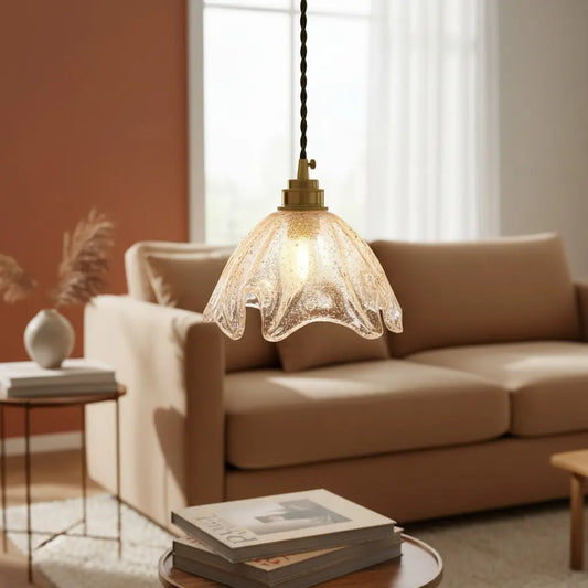Modern Flower Crystal Brass Pendant Light