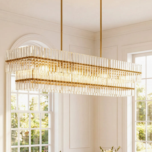 Modern Luxury Elegant Crystal Linear Chandelier for Dining Room