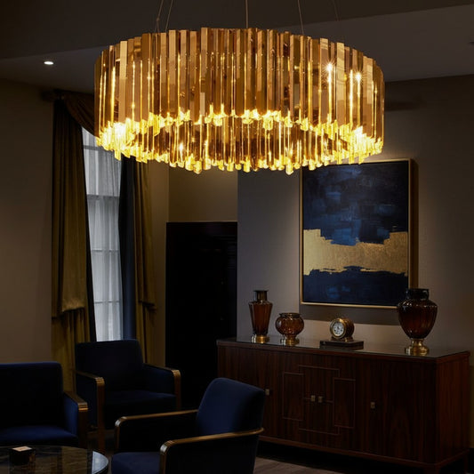 Modern Luxury Gold Small Faceted Chandelier Collection for Dining Room
