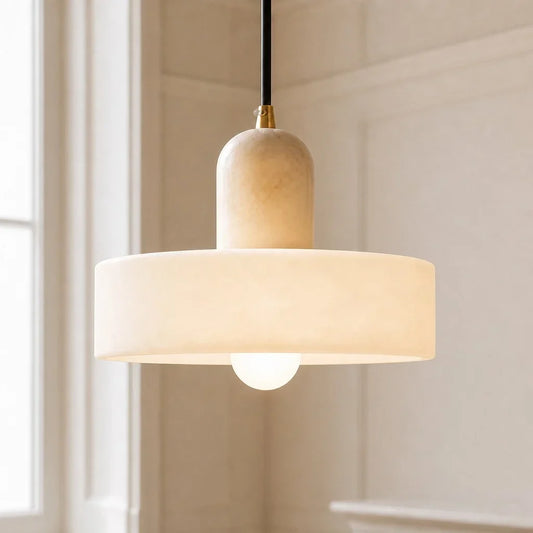 Modern Minimalist Round Alabaster Pendant Light