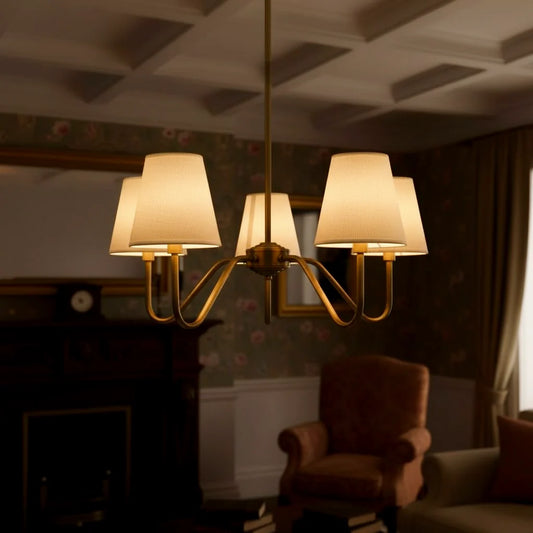 Modern Multi-Head Fabric Shade Chandelier