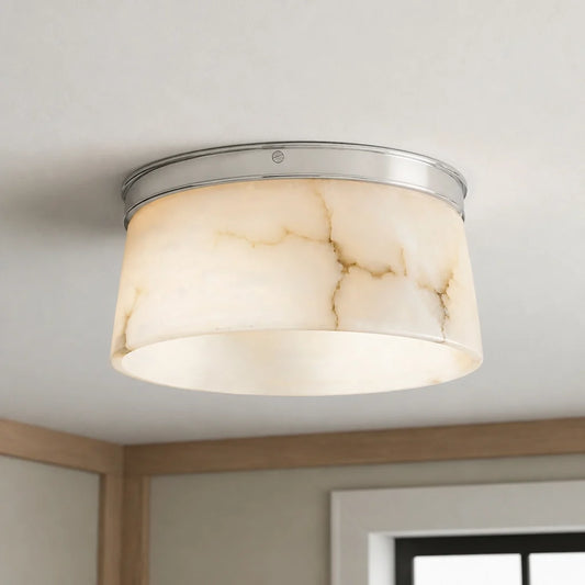 Modern Alabaster Round Flush Mount Ceiling Light
