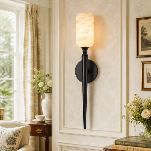 Modern Axis Long Cylinder Alabaster Wallchiere Light Fixture