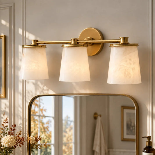 Modern Classic Alabaster Brass Wall Sconce