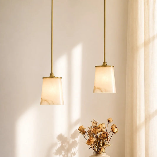 Modern Classic Alabaster Marble Tapered Pendant Lamp
