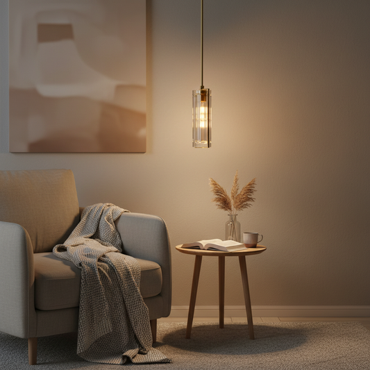 Modern Golden Crystal Rectangular Pendant Light