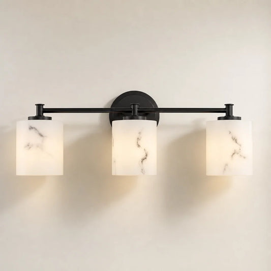 Possini Euro Stoker Rim Faux Alabaster 3-Light Wall Light