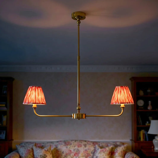 Vintage Ikat Patterned Fabric Shade Chandelier
