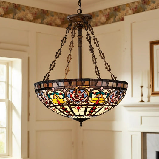 Willa Vintage Tiffany Glass Bowl Pendant Light