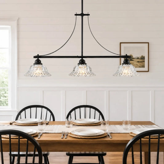 Wilma Farmhouse 3-Light Linear Glass Chandelier