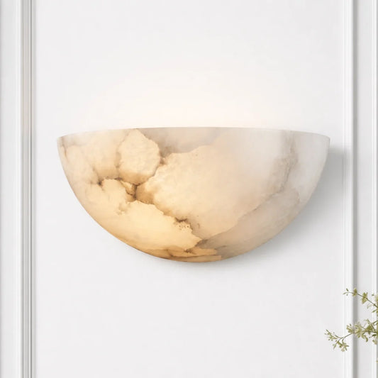 Windham Elegant Alabaster Half-Moon Wall Sconce