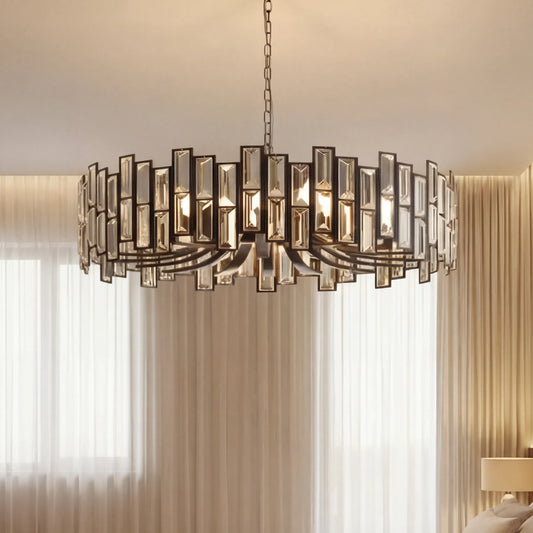 Modern Luxury Round Geometric Crystal Chandelier
