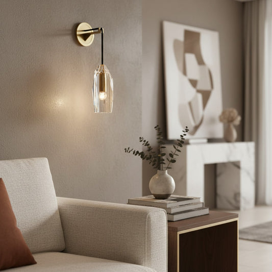 Modern Prismatic Crystal Wall Sconce for Bedroom