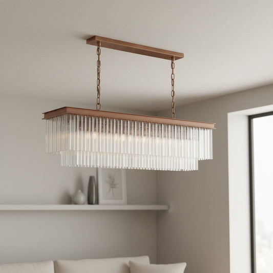 Vintage Square Crystal Pendant Light for Living Room