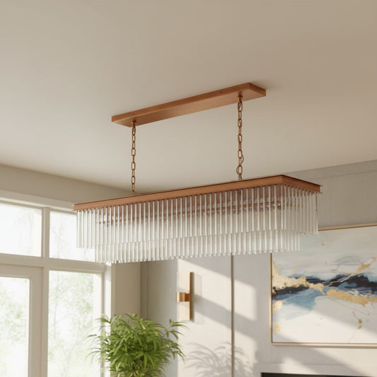 Vintage Square Crystal Pendant Light for Living Room