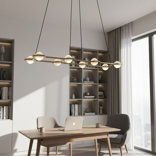 Modern Crystal Orb Rectangular Pendant Light