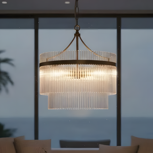 Light Luxury Glass Brass Tassel Pendant Light