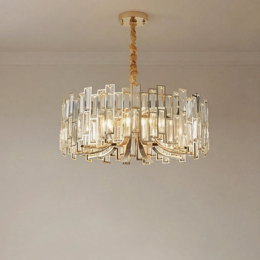 Modern Luxury Round Geometric Crystal Chandelier