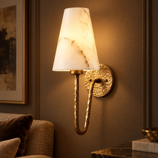 Clydno Modern Alabaster Tapered Wall Sconce