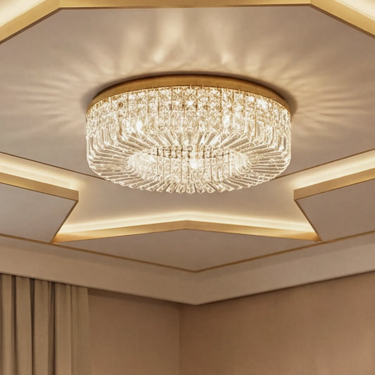 Elegant Round Crystal Metal Ceiling Light