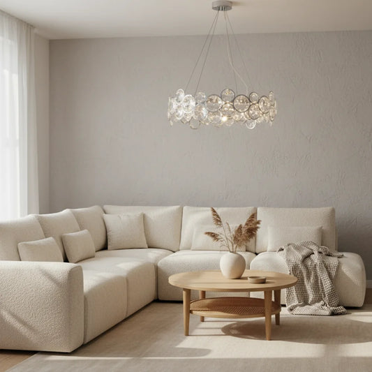 Modern Luxury LED Crystal Disc Layered Chandelier