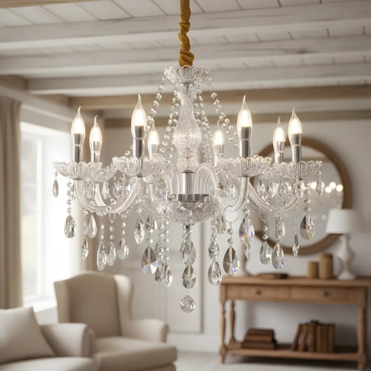 Traditional France Candlestick Crystal Branch Adjustable Chandelier