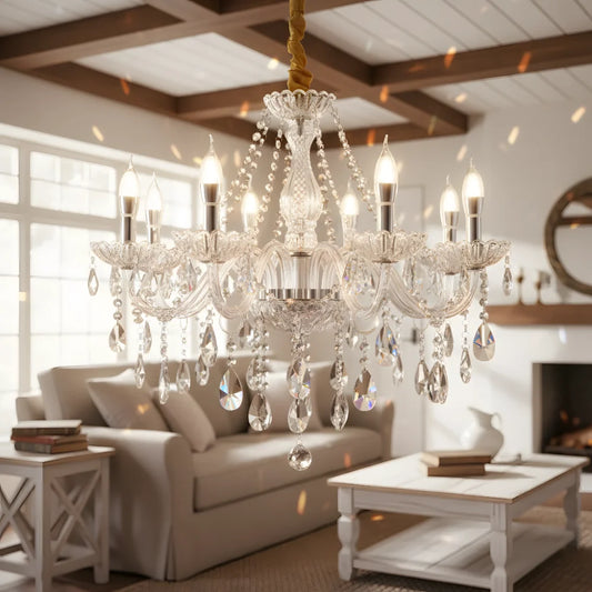 Traditional France Candlestick Crystal Branch Adjustable Chandelier