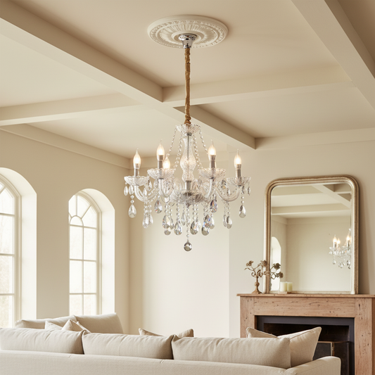 Traditional France Candlestick Crystal Branch Adjustable Chandelier