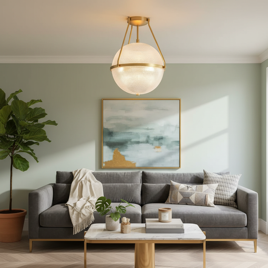 Modern Globe Textured Glass Semi Flush Mount Ceiling Light