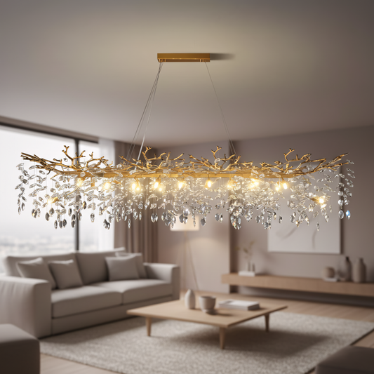 Modern Luxury Rectangle Tree Branch Crystal Chandelier