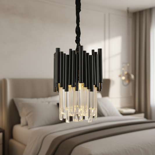 Vigo Modern Luxury Black Dimmable Crystal Small Chandelier - Kitchen Island