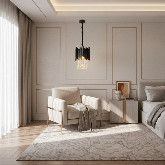 Vigo Modern Luxury Black Dimmable Crystal Small Chandelier - Kitchen Island