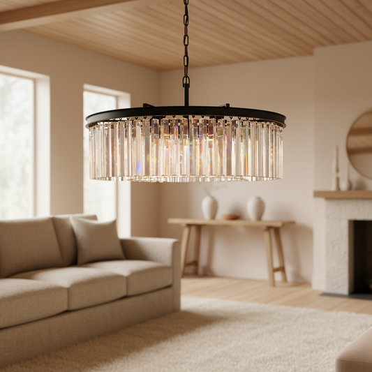 Lila Modern Round Art Deco Crystal Chandelier