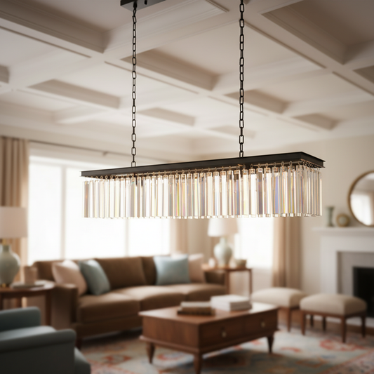 Lila Modern Rectangular Art Deco Crystal Chandelier