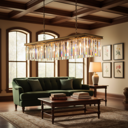 Lila Modern Rectangular Art Deco Crystal Chandelier