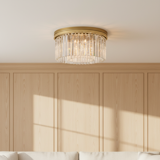 Lila Modern Crystal Prism Round Flushmount Ceiling Light