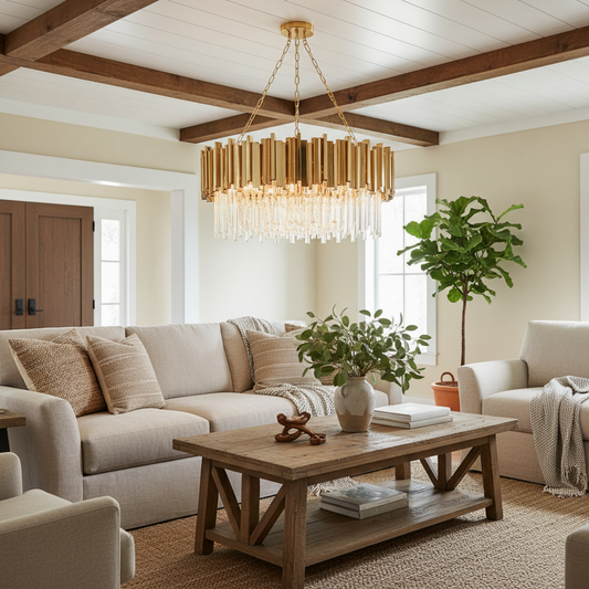 Vigo Modern Gold Round Crystal Chandelier