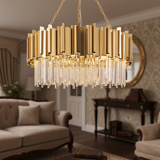 Vigo Modern Gold Round Crystal Chandelier