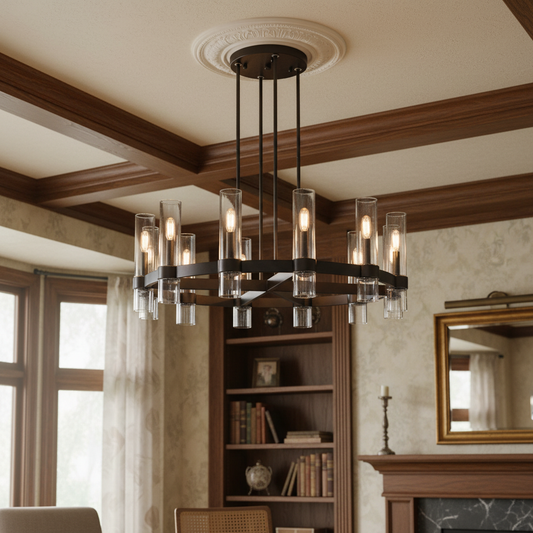 Vintage  American Clear Glass Round Chandelier