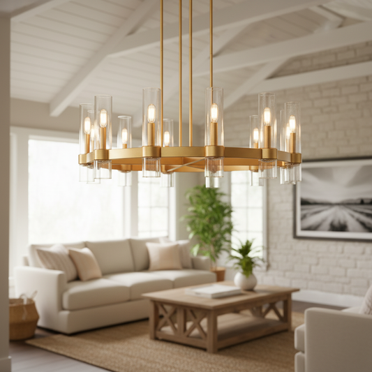 Vintage  American Clear Glass Round Chandelier